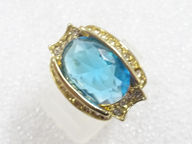 JAPANESE KIMONO / ANTIQUE COLORED STONE RING (SIZE 9)
